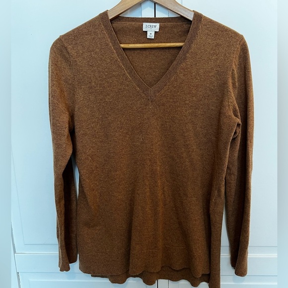 J. Crew | Women’s | Wool Blend | V-Neck | Tunic | Sweater | Camel | M - Picture 1 of 5